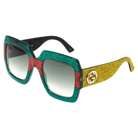 gucci glittered gradient oversized square sunglasses replica|GUCCI Square Frame Glitter GG0102S Sunglasses Black.